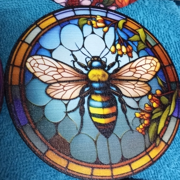 Colorful Bee Art Coasters Set Of 6 - Picture 5 of 8